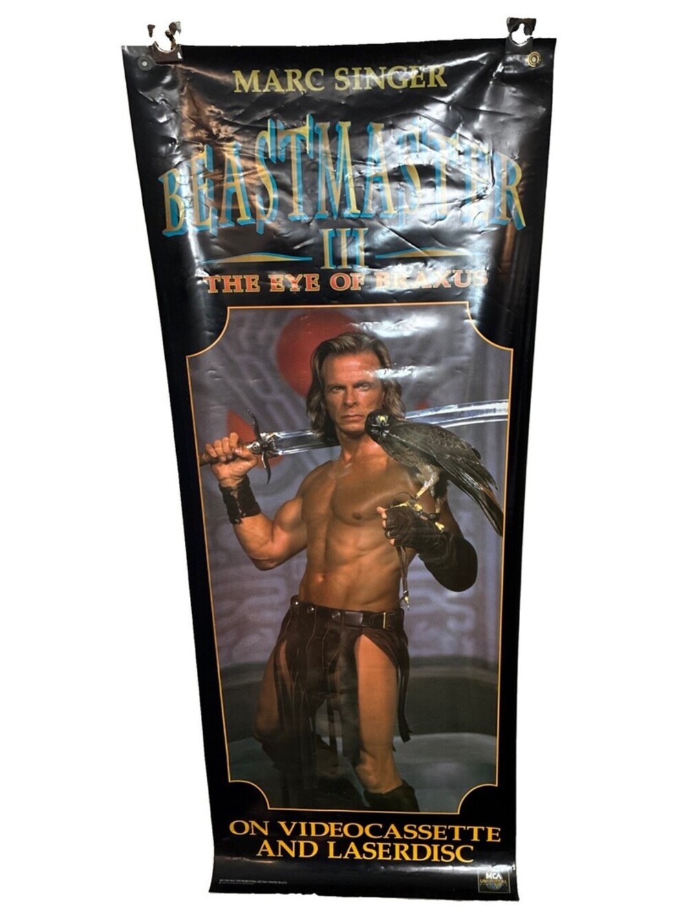 Vtg 1995 Beastmaster 3 Eye of Braxus Promo Video Store Poster Banner MCA 60x24